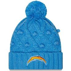 New Era Beanies New Era Girls Youth Powder Blue Los Angeles Chargers Toasty Cuffed Knit Hat with Pom