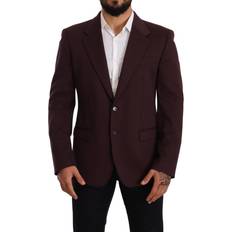 Men - Red Blazers Dolce & Gabbana Men's Purple Cotton Slim Blazer Jacket