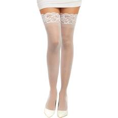 White Tights Dreamgirl Sheer Lace Thigh High One White out of stock