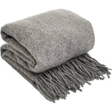 Wool Blankets Teased Wool Soft Knit Tassel Fleece Blankets Silver, Grey