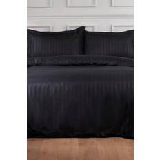 Brentfords Dreamscene Satin Stripe with Pillow Case Duvet Cover Black