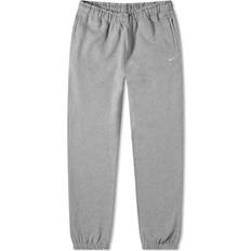 Nike Solo Swoosh Fleece Trousers - Dark Grey Heather/White