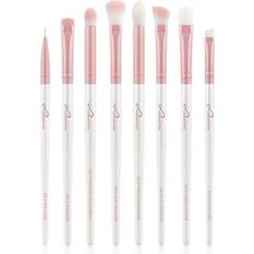 Luvia Cosmetics Prime Vegan All Eye Want Brush Set for Eye Area Candy (Pearl White Rose) 8 pc