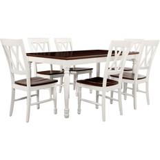Crosley Furniture Shelby Distressed White Dining Set 91.4x165.7cm 7pcs