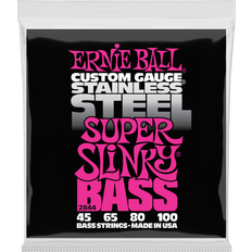 Ernie Ball Super Slinky Stainless Steel Bass Guitar Strings, 45-100 Gauge (P02844)