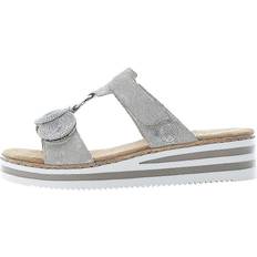 Rieker Silver - Women Sandals Rieker Faux Leather Platform Mules