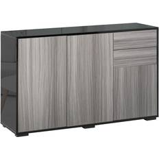 Homcom High Gloss Frame Push-Open Grey/Black Storage Cabinet 117x74cm