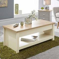 Beige Tables GFW Lancaster Lift Up Cream Coffee Table 47x105cm