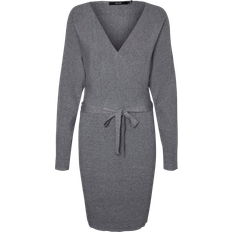 Short Dresses - Solid Colours - Viscose Vero Moda Hollyrem Dress - Grey/Medium Grey Melange