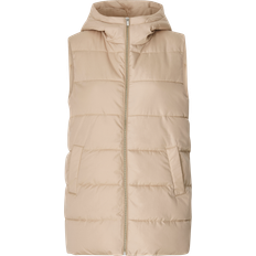 Vila Long Hooded Vest - Beige