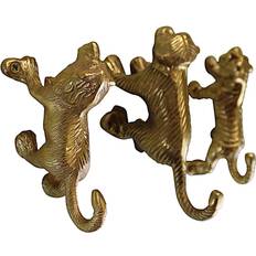 Rdss Set of 3 Gold Metal Safari Animal Coat Hooks