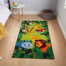 Think Rugs 60x120cm Brooklyn Kids 53747 in Green Hand Carved Durable Children Mats