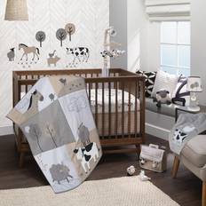 Lambs & Ivy Lambs & Ivy Baby Farm Animals 5-Piece White/Taupe Baby Crib Bedding Set Crib