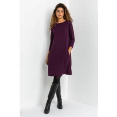 Roman A-Line Pocket Detail Swing Dress - Purple