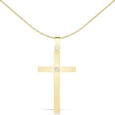 Jewelco London Minimalist Cross Pendant - Gold/Diamond