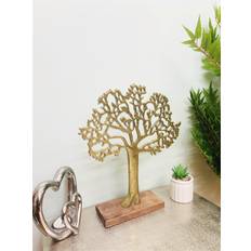 Antique Gold Tree On Wooded Base 27cm Figurine