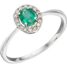 Elements 9ct Cluster Emerald White Gold Ring