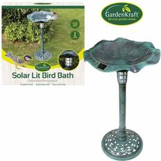 Green Garden Ornaments Benross 17430 Bird Bath with Solar Powered Verdigris