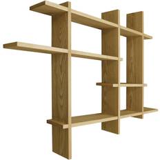 Natural Shelves Freemans Techstyle Lattice Wood Floating Geometric Retro Wall Shelf