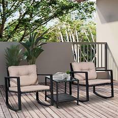 Grey Bistro Sets Garden & Outdoor Furniture OutSunny 3Pcs Bistro Set