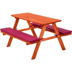 Red Picnic Tables tectake wooden picnic cushions