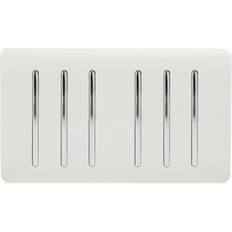 Blue Wall Switches Trendi Switch 6 Gang 2 Way Double Plate Rocker Light White