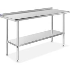 GRIDMANN Stainless Steel Kitchen Prep Table 60 with Backsplash Shelf, NSF Commercial Work