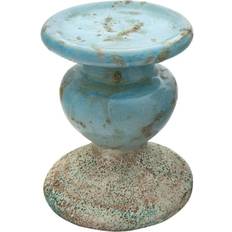 3R Studios Creative Co-Op Distressed Blue Terracotta Pillar Candlestick