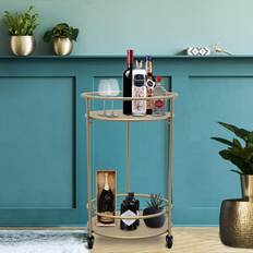 MonsterShop Gold Drinks Bar Cart Trolley Table