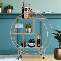 MonsterShop Rose Gold Drinks Cart Trolley Table