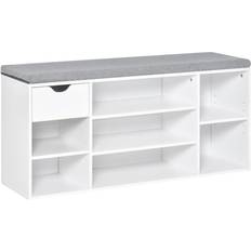 Shelves Storage Benches Homcom Cabinet White/Grey Storage Bench 101x47.5cm
