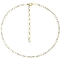 Adina Eden Thin Tennis Choker - Gold/Transparent