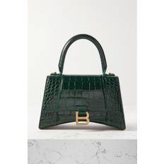 Balenciaga Hourglass Small Croc-Embossed Top-Handle Bag 3011 FOREST GREEN