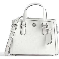 Michael Kors Messenger Bags Michael Kors MK Chantal Extra-Small Crocodile Embossed Leather Messenger Bag Optic White