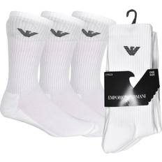 Emporio Armani White Underwear Emporio Armani Crew Logo Socks 3-pack