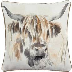 Lichfield Highland Cow Cushion Complete Decoration Pillows Brown, Multicolour, White