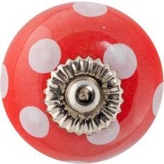 Nicola Spring Round Ceramic Cabinet Knob Red & Spot