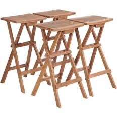 Teak Outdoor Bar Stools Garden & Outdoor Furniture vidaXL 4x Solid