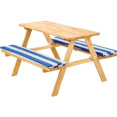 Blue Garden Table tectake wooden picnic cushions
