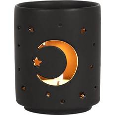 Something Different Small Black Mystical Moon Cut Out Candle Holder 7cm