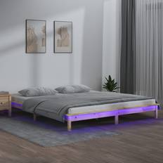 vidaXL brown, 140 Solid Bed Frame