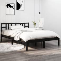 vidaXL black, 140 Solid Wood Bed Frame