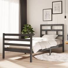 vidaXL grey, 90 Solid Pine Bed Frame Bed