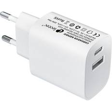 Leotec Lecsph20w2w Usb-c And Usb-c Wall Charger 20w Durchsichtig