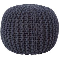 Green Stools Homescapes Black Round Knitted Footstool Pouffe