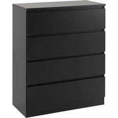 Black Chest of Drawers SECONIQUE Malvern 4 Chest of Drawer 80x100cm