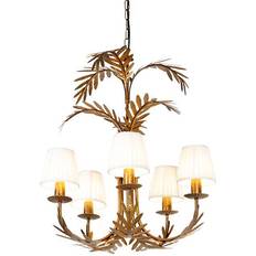 QAZQA Chandelier gold with pleated Pendant Lamp