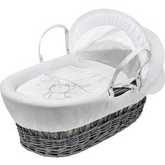 Kinder Valley Teddy Wash Day Wicker Moses Basket with Rocking Stand 10.6x22.4"