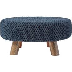 Homescapes Knitted Cotton Tall Footstool Pouffe