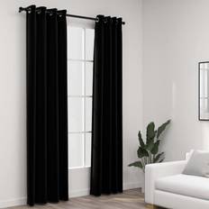 vidaXL Linen-Look Blackout Curtains with Grommets 2pcs